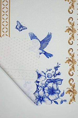 Royal White Uyumlu Çiçek ve Kuş Tasarımlı Lazer Kesim Dikişsiz Fırın Örtüsü - 40x53cm