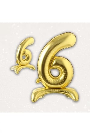 Dehaparty Folyo Rakam Balon 6 Yaş Gold 70 cm Ayaklı
