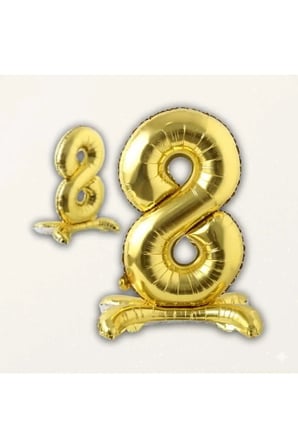 Dehaparty Rakam Balon 8 Gold Ayaklı 70 Cm Parti Süsleme Malzemeleri