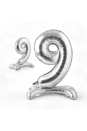 Dehaparty Gümüş Folyo Rakam Balon 70 cm Ayaklı Parti Süsleme Malzemeleri Özel Günler