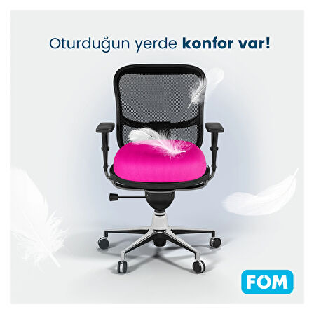 FOM Smith Visco Konforlu ve Rahatlatıcı Oturma Simidi Yastık, Ortopedik, 45 x 44 x 8, Fuşya