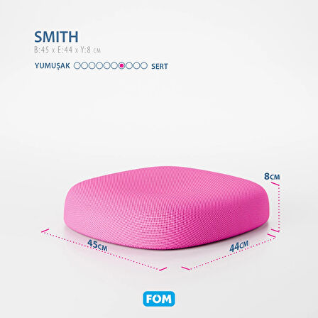 FOM Smith Visco Konforlu ve Rahatlatıcı Oturma Simidi Yastık, Ortopedik, 45 x 44 x 8, Fuşya