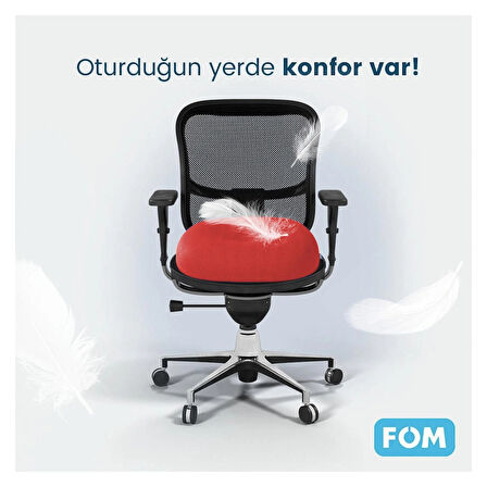 FOM Smith Visco Konforlu ve Rahatlatıcı Oturma Simidi Yastık, Ortopedik, 45 x 44 x 8, Kırmızı