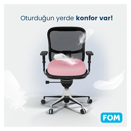 FOM Smith Visco Konforlu ve Rahatlatıcı Oturma Simidi Yastık, Ortopedik, 45 x 44 x 8, Pembe