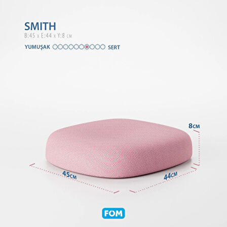 FOM Smith Visco Konforlu ve Rahatlatıcı Oturma Simidi Yastık, Ortopedik, 45 x 44 x 8, Pembe