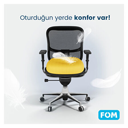 FOM Smith Visco Konforlu ve Rahatlatıcı Oturma Simidi Yastık, Ortopedik, 45 x 44 x 8, Sarı