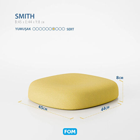 FOM Smith Visco Konforlu ve Rahatlatıcı Oturma Simidi Yastık, Ortopedik, 45 x 44 x 8, Sarı