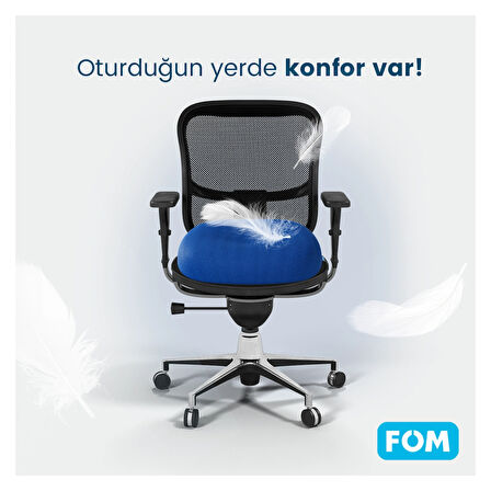 FOM Smith Visco Konforlu ve Rahatlatıcı Oturma Simidi Yastık, Ortopedik, 45 x 44 x 8, Lacivert