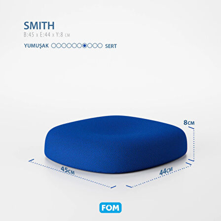 FOM Smith Visco Konforlu ve Rahatlatıcı Oturma Simidi Yastık, Ortopedik, 45 x 44 x 8, Lacivert