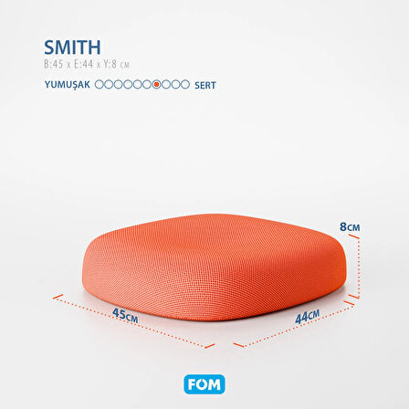 FOM Smith Visco Konforlu ve Rahatlatıcı Oturma Simidi Yastık, Ortopedik, 45 x 44 x 8, Turuncu