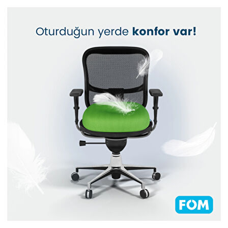 FOM Smith Visco Konforlu ve Rahatlatıcı Oturma Simidi Yastık, Ortopedik, 45 x 44 x 8, Yeşil