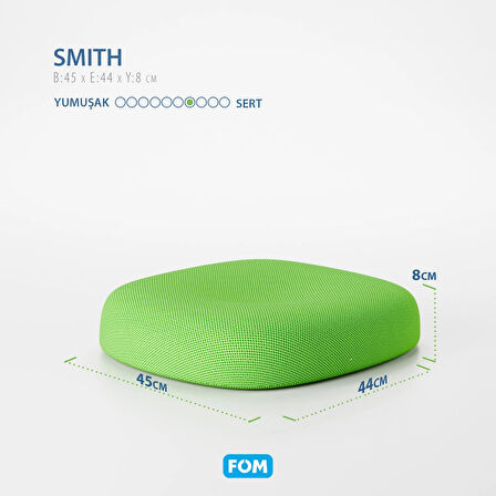 FOM Smith Visco Konforlu ve Rahatlatıcı Oturma Simidi Yastık, Ortopedik, 45 x 44 x 8, Yeşil