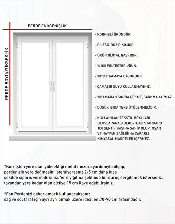 Fon Perde - Renkli Tavus Kuşu Desenli Dijital Baskılı Fon Perde 