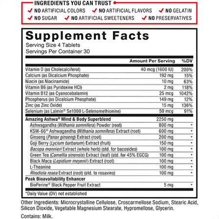 Force Factor Amazing KSM66 Panax Ginseng + Black Maca + Rhodiola rosea + Theanine 120 tablets