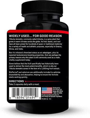 Force Factor Tribulus Terrestris for Men 1000 Mg 60 Caps