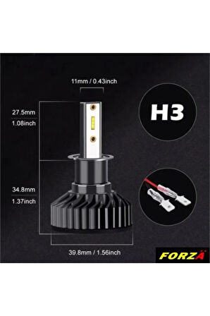 Ampul H3 Led Xenon Csp Tip Mini Led Forza-lhp03