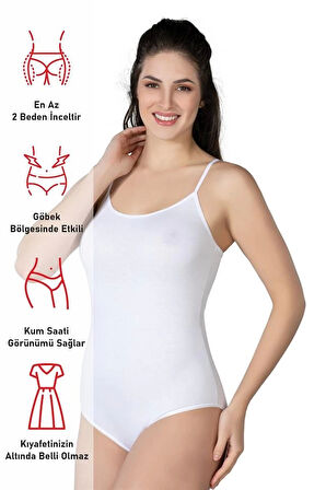 Beyaz 1415 Modal Cotton Çıtçıtlı İnce Askılı Body