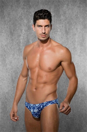 Mavi Desenli Erkek Slip 1283