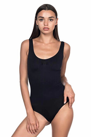 Siyah 1924 Soft Kalın Askıllı Çıtçıtlı Body