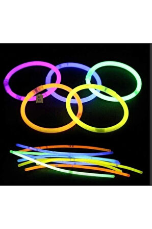 NEON FOSFORLU PARTİ ÇUBUK FOSFORLU BİLEKLİK KARANLIKTA PARLAYAN IŞIK 10 ÇUBUK+10 BAĞLANTI APARATI