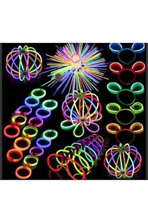 NEON FOSFORLU PARTİ ÇUBUK FOSFORLU BİLEKLİK KARANLIKTA PARLAYAN IŞIK 10 ÇUBUK+10 BAĞLANTI APARATI