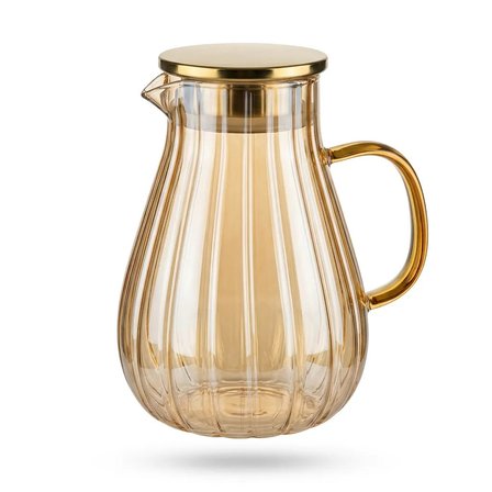 Modern Borosilikat Dilimli Cam Sürahi 1800 ML | Çay, Meyve Detoksu ve Soğuk İçecekler İçin