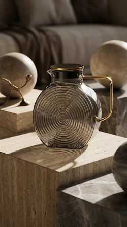 Borosilikat Cam Füme Salyangoz Desenli Filtreli Sürahi 2500 ML | Buzdolabı Kapağına Uygun | Isıya Da