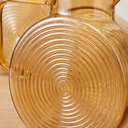 Borosilikat Cam Amber Salyangoz Desenli Filtreli Sürahi 2500 ML ve 2 adet 300 ml Bardak 
