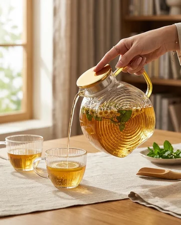 Borosilikat Cam Şeffaf Salyangoz Desenli Filtreli Sürahi 2500 ML | Buzdolabı Kapağına Uygun | Isıya 