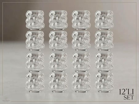 12 ADET Boncuk Kahve Yanı Bardak 12’lı 75 ml | Üzüm Şekilli Isıya Dayanıklı Pinterest Bardak Seti