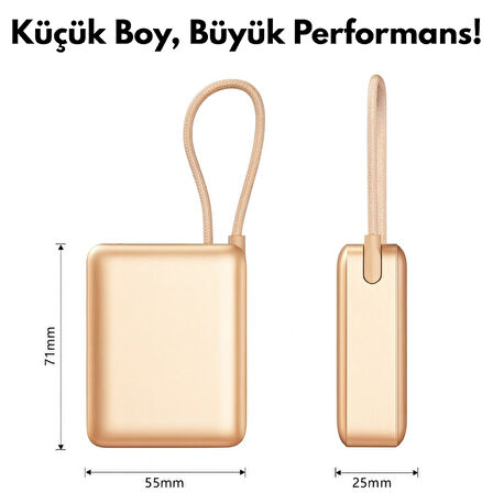 20W Hızlı Şarj Mini Powerbank – Taşınabilir Kompakt Tasarım, Çift Çıkışlı, Dijital Ekranlı