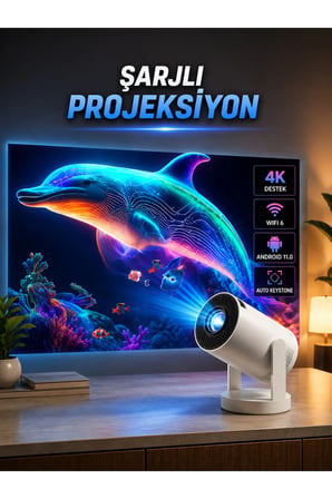 Taşınabilir Sinema Oyun Projektörü Akıllı Projeksiyon Android 11