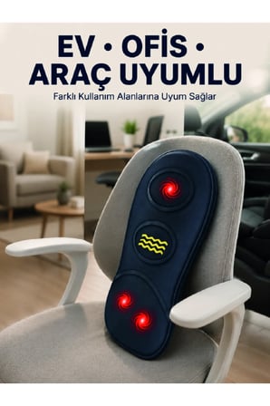 Isıtmalı Bel Minderi Ev Ofis Araç Uyumlu Titreşimli Destek