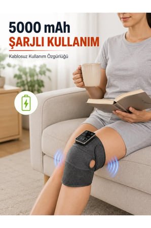 Isıtmalı ve Titreşimli Diz Aleti Şarjlı Dijital Ekranlı 5000 mAh Cihazı