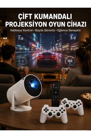 Kablosuz Mini Projeksiyon Cihazı Oyun ve Film İçin Taşınabilir Ev Sineması Yeni Nesil