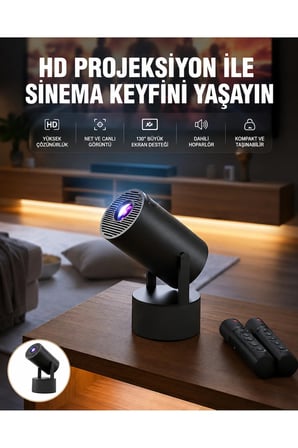 Akıllı Projeksiyon Cihazı Karaoke Mikrofonlu 1080P Android Yeni Nesil