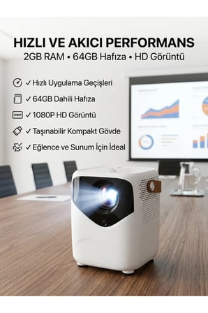 Yüksek HD Görünümlü Taşınabilir Projeksiyon Cihazı