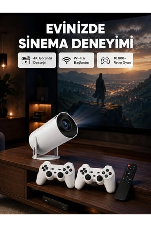 Bluetooth 5.0 ve Wi-Fi 6 Akıllı 4K Projeksiyon Yeni Nesil