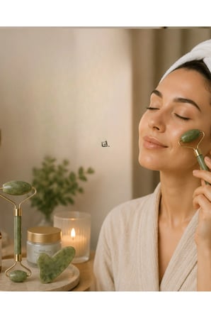 Doğal Jade Stone Yüz Seti Cilt Bakım ve Rahatlatıcı Bakım