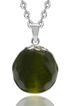 Sertifikalı Fasetli Yeşil Kuvars Doğal Taş Kolye