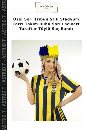 Özel Seri Tribün Stili Stadyum Tarzı Takım Ruhu Sarı Lacivert Taraftar Tüylü Saç Bandı