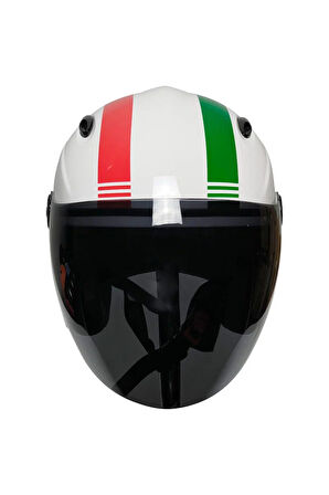 Motosiklet ve Bisiklet  Yarım Kask Siyah Cam CE Sertifikalı Abs Material Motor Kaskı İtaly