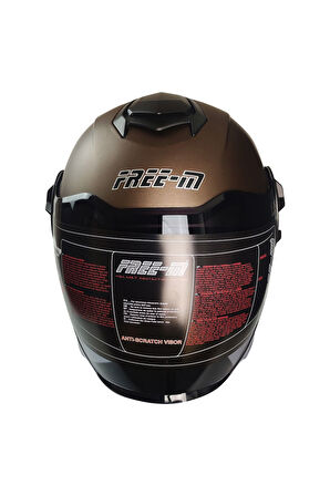 Motosiklet Yarım Kask Double Güneş Vizörlü Ece Sertifikalı Abs Material Motor Kaskı Mat Brown