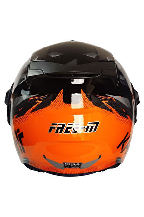 Motosiklet Yarım Kask Double Güneş Vizörlü Ece Sertifikalı Abs Material Motor Kaskı Orange Arrow
