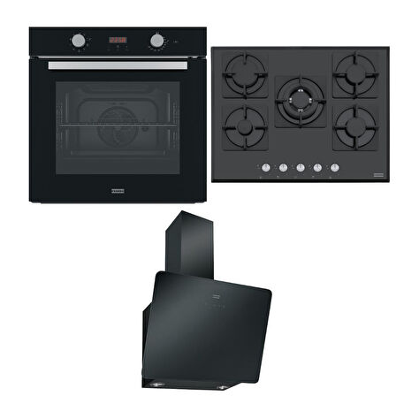 Franke Düğün Paketi Siyah Set 1, Fırın, Ocak, Davlumbaz, Mikrodalga, Bulaşık Makinası, Evye ve Armatür