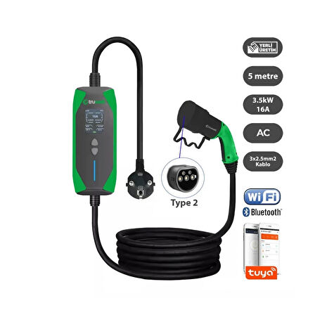 Truwatt 5 Metre 3.5kW Taşınabilir Elektrikli Araç Şarj Aleti