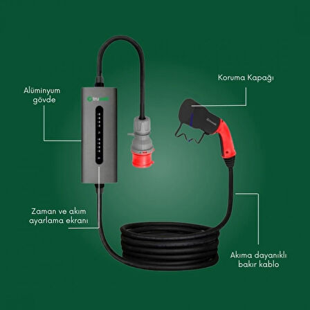 Truwatt 5 Metre 22kW Taşınabilir Elektrikli Araç Şarj Aleti