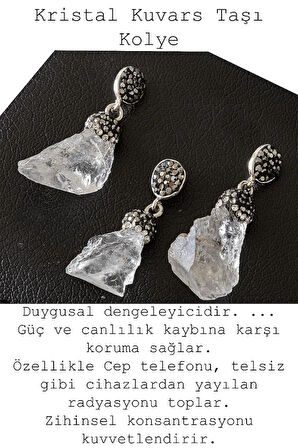 Sertifikalı Zirkon Taşlı Model Kristal Kuvars Taşı Kolye (Ham İşlenmemiş)