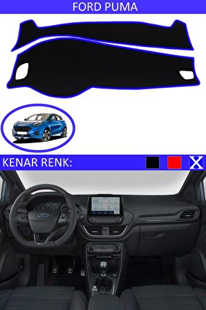 Ford Tourneo Connect 2009-2012 İçin Uygun Torpido Koruma Halısı Siyah Kenar Renk Mavi