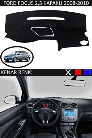 Ford Focus 3 2011-2017 İçin Uygun Torpido Koruma Halısı Siyah Kenar Renk Siyah